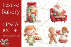 Cozy Christmas Bakery Gingerbread Clip Art PNG Festive Mini Product Image 1