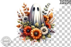 Halloween Ghost And Flowers Sublimation - Halloween Clipart Product Image 1