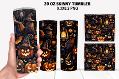 Pumpkin Skinny Tumbler 20oz Wrap Design, Halloween Tumbler Product Image 1