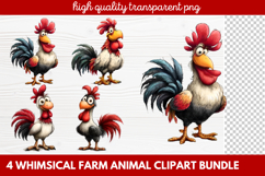 4 Whimsical Farm Animal Clipart | Cute Farm Animals PNG Set Product Image 1
