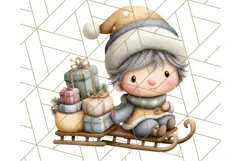 Watercolor Winter Gnome Clipart, Cute Gnome Christmas PNG Product Image 3