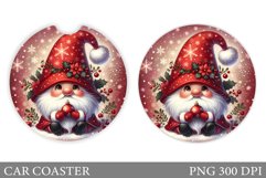 Cute Gnome Car Coaster. Christmas Car Coaster Sublimation Product Image 1