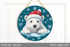 Christmas Bear Door Sign. Christmas Door Sign Sublimation Product Image 1