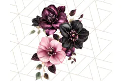 Gothic Floral PNG, Dark Aesthetic Flowers Clipart Print Product Image 3