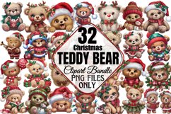 Christmas Teddy Bear Sublimation Clipart Bundle PNG Product Image 1