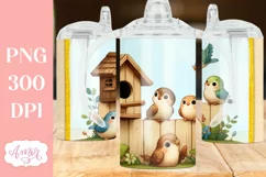 Cute birds sippy cup sublimation PNG, Kids tumbler template Product Image 3