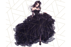Victorian Gothic Wedding Dress PNG, Dark Bridal Clipart Product Image 3