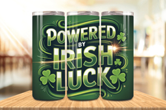 Powered by Irish Luck St Patrick’s Day Tumbler Wrap PNG Subl Product Image 1