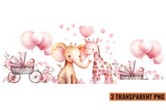 Watercolor Pink Baby Shower Clipart , PNG Product Image 1