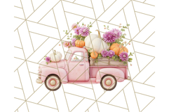 Vintage Truck Pumpkin and Fall Flowers PNG Clipart, Autumn Product Image 3
