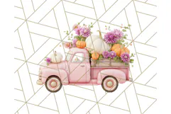 Vintage Truck Pumpkin and Fall Flowers PNG Clipart, Autumn Product Image 3