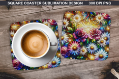 Flowers Coaster Sublimation, Spring Coaster PNG Design Product Image 1