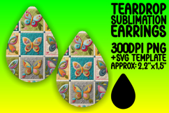 Charming Teardrop Earrings PNG for Crafting , Patchwork Product Image 1
