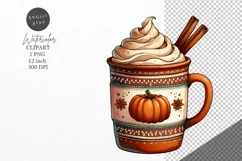 Autumn clipart, Pumpkin spice latter clipart, Coffee clipart Product Image 1