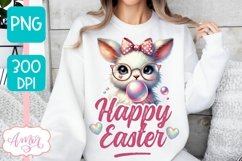 Happy Easter sublimation PNG, Cute Easter bunny bubble gum Product Image 3