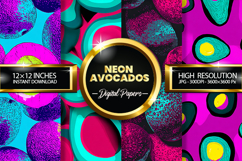 Neon Avocados Digital Papers - 04 variations Product Image 1