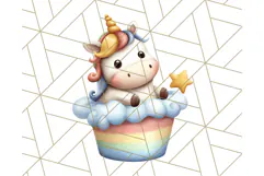 Cute Dessert Unicorn PNG Clipart with Cupcakes & Candies Product Image 3