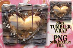 Rustic Retreat: Wooden Heart Tumbler Wrap Product Image 1