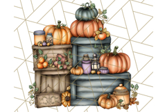 Fall Market Stall Clipart PNG, Rustic Autumn Clip Art Product Image 3