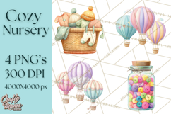 Knitted Nursery Animal Clipart PNG, Cozy Watercolor Baby Fox Product Image 1