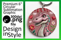 Whimsical Circle PNG Keychain Template , Cute Dino Product Image 1