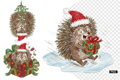 Christmas Hedgehog Clipart Product Image 1