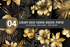 Luxury Gold Floral Digital Paper Product Image 1
