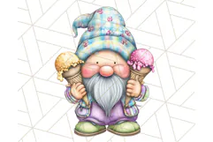 Ice Cream Gnome Clipart PNG Summer Dessert Art, Summer Gnome Product Image 3