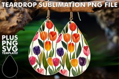 Floral Elegance on Teardrop Earrings - Sublimation Product Image 1