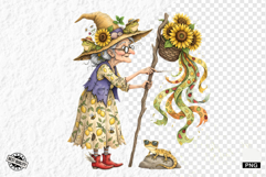Whimsical Summer Witch Clipart Product Image 1