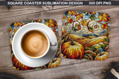 Pumpkin Coaster Sublimation, Halloween Coaster PNG Design Product Image 1