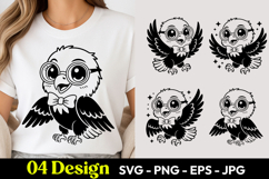 Cute Nerd Owl SVG PNG Product Image 1