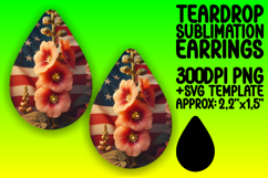 Chic Teardrop Sublimation Design for Earrings , USA Flag Product Image 1