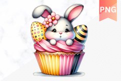 Easter Bunny And Cupcake Sublimation - Clipart PNG Product Image 1