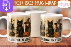 Halloween vibes mug wrap PNG, Spooky coffee mug PNG Product Image 1