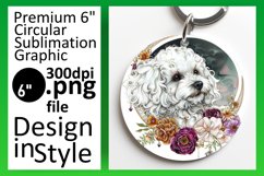 Adorable Dog Portrait Sublimation Circle Keychain Product Image 1