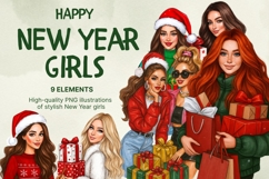 New Year Girls Clipart, Holiday Fashion Girl PNG Product Image 1