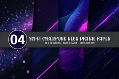 Sci-Fi Cyberpunk Neon Digital Paper Product Image 1