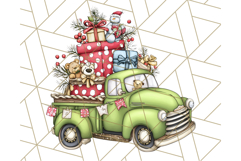 Vintage Christmas Truck Clipart PNG, Retro Holiday Vehicle Product Image 3