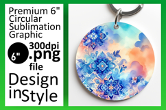 Trendy Keychain Round Design Artwork , Watercolor Patter Product Image 1
