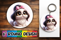Timeless Keychain Circle Design, 3D Dog Product Image 1