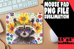 Mouse Pad: Colorful Raccoon with Blooms PNG Product Image 1