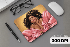 Afro Girl / Woman braided hair Mouse Pad, Black Queen PNG Product Image 1
