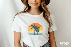 Vintage Ocean Sunset Background PNG Summer Palms Sublimation Product Image 3