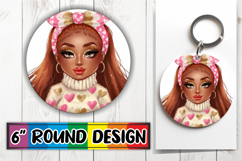 Cheerful Circle Keychain Magic, Afro Girl Product Image 1