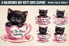 Valentines Day Kitty Cups Clipart PNG Product Image 1
