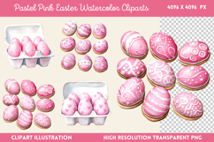 Pastel Pink Easter Watercolor Clipart PNG Product Image 1