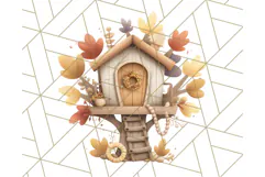 Autumn Treehouse & Woodland Cabin PNG Clipart Product Image 3
