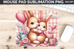 Watercolor Bunny Mouse Pad Sublimation - Valentines PNG Product Image 1