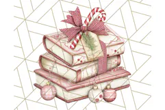 Christmas Book Clipart, Festive Reading PNG Illustrations Product Image 3